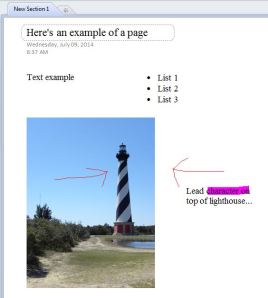 MS OneNote Detailed Page Example